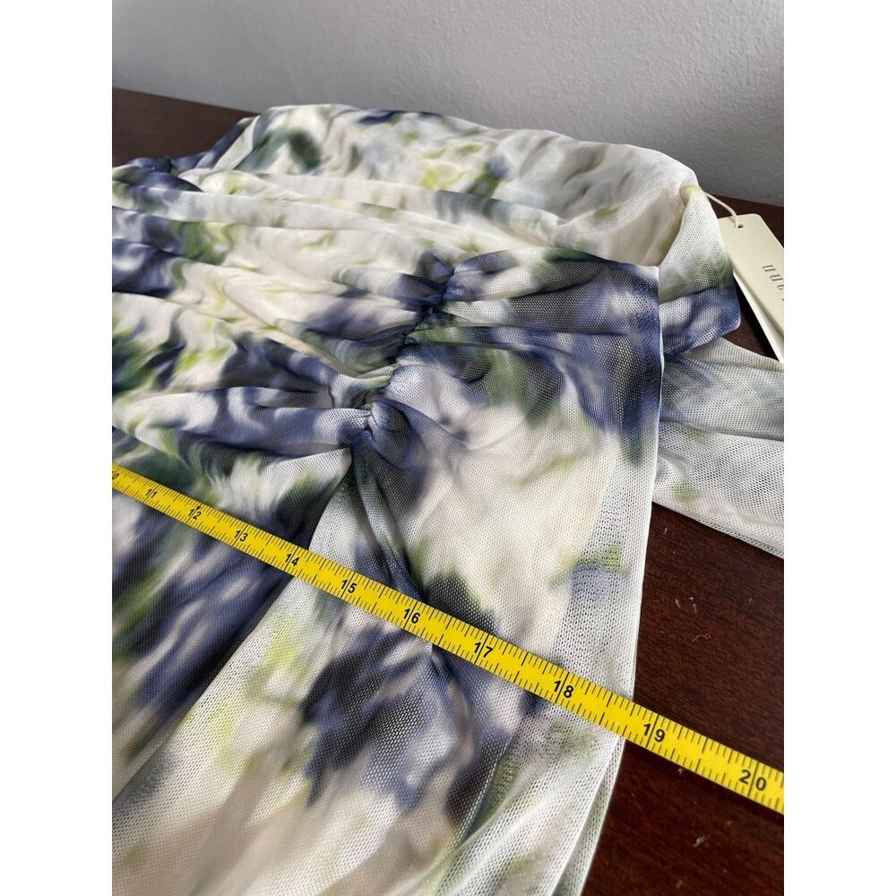 NWT Anthropologie Sarah Hann Iris Mesh Dress Tie Yellow Blue White Tie Dye SZ S - Picture 9 of 11